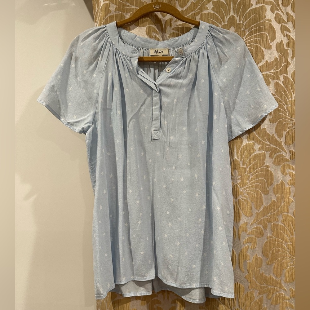 style & co sky blue blouse.